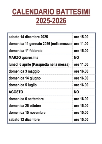 Battesimi 2025-2026